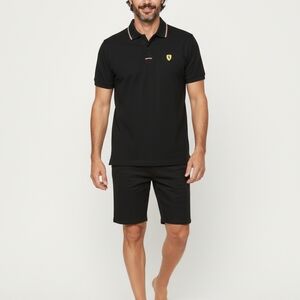 Scuderia Ferrari Black Polo with Red and Yellow Logo